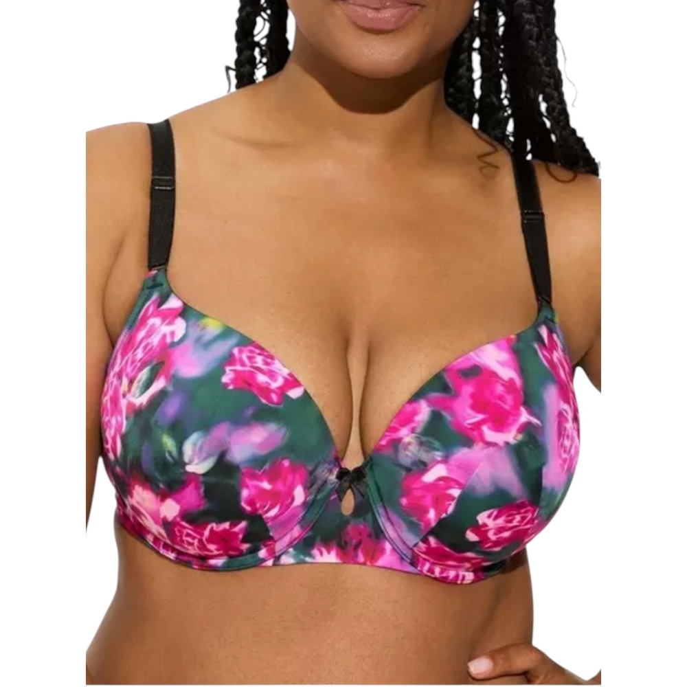 TORRID Perfect Coverage Lightly Lined 360 Smooth Bra Blur Roses Floral‎ 44DDD